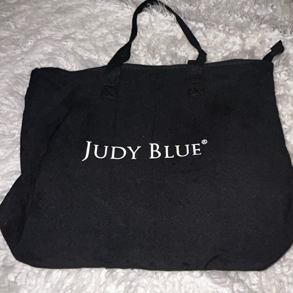 50%offw❤️ JUDY BLUE TOTE BLACK COTTON LOGO ZIPPER CLOSURE PURSE-SALE